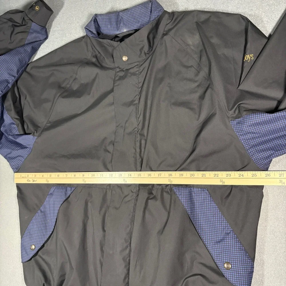 Footjoy DryJoy Water‎ Repel Golf Jacket Full Zip/Button X-Large Navy Plaid/Black